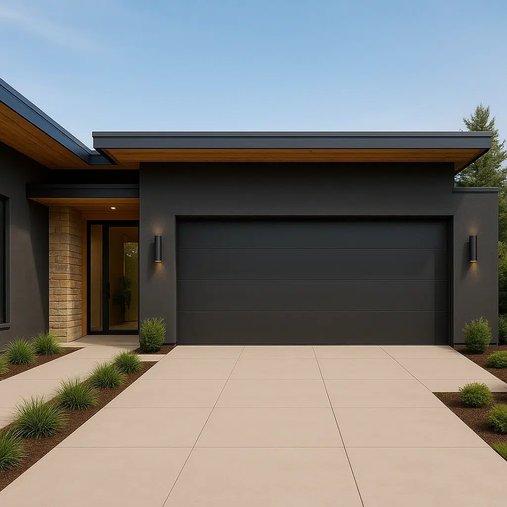 Modern black panel-lift garage door installed in Sydney